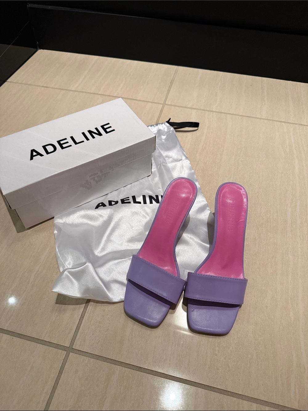 Madeline Lavender Slide Mules with Pink Insole